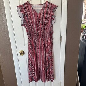 Red Patterned Women's Dress
